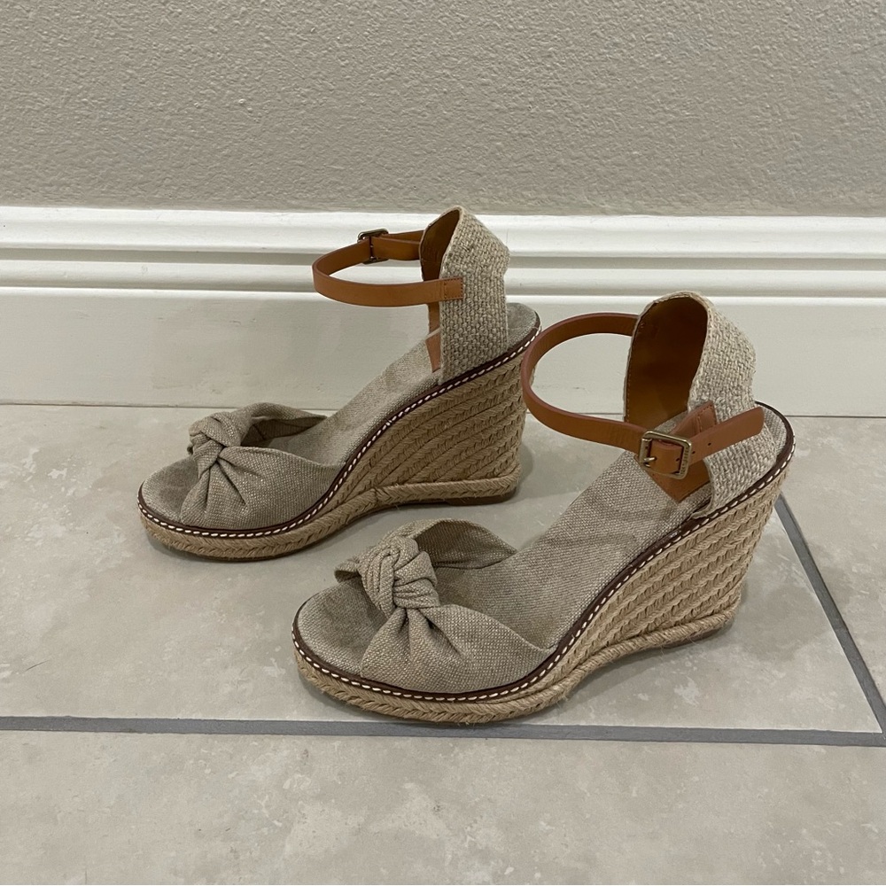 Tory Burch Espadrille Wedges Beige Size 8